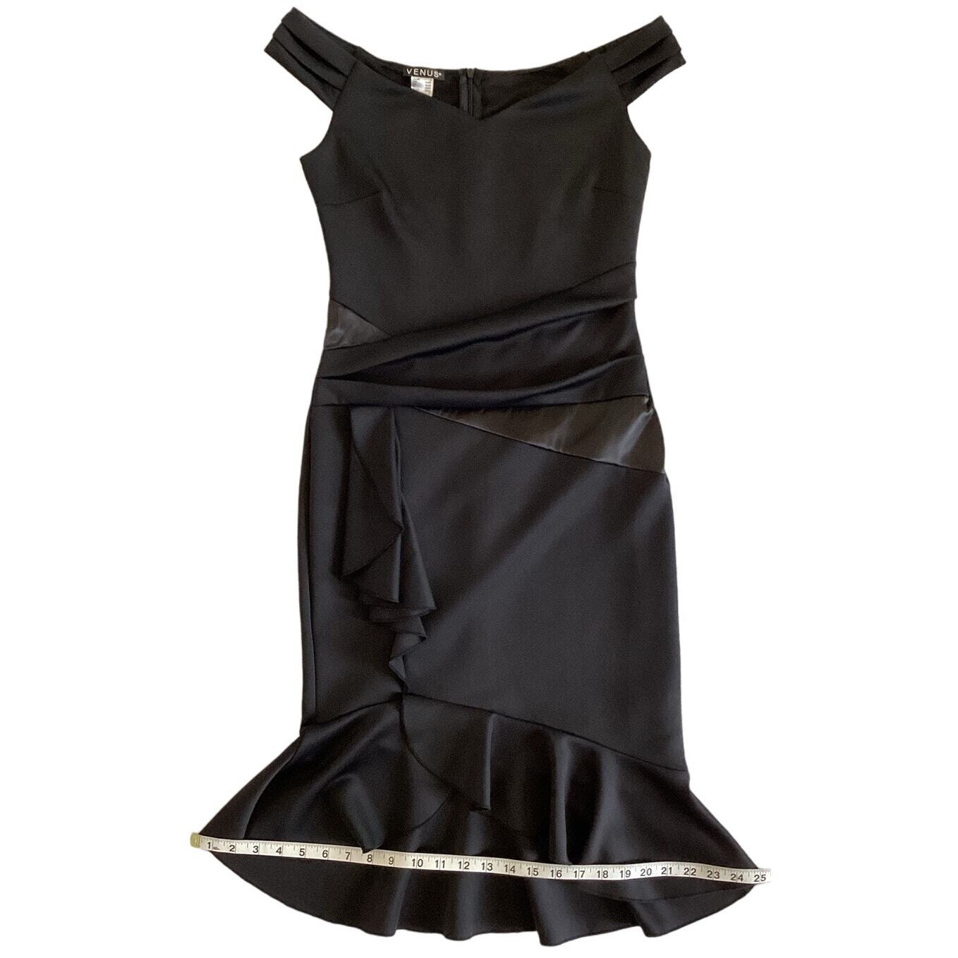 Venus Womens Ruffle Detail Off Shoulder Sweetheart Neckline Black Dress S