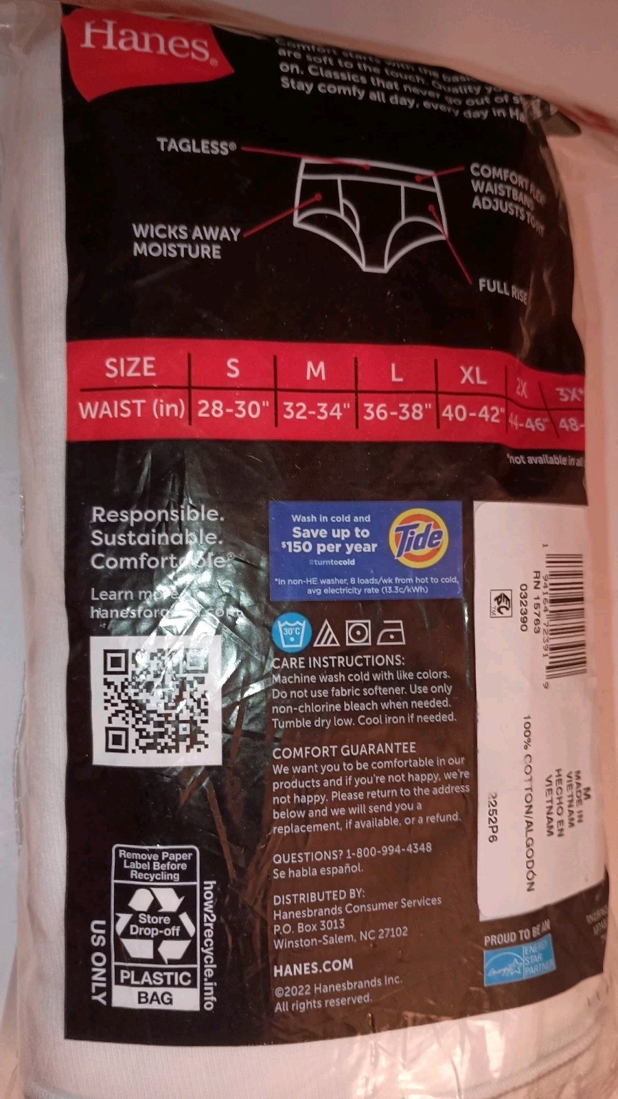 (2) 6 Pack Hanes White Cotton Tagless Full Rise Briefs Men’s Medium 32-34” SAVE