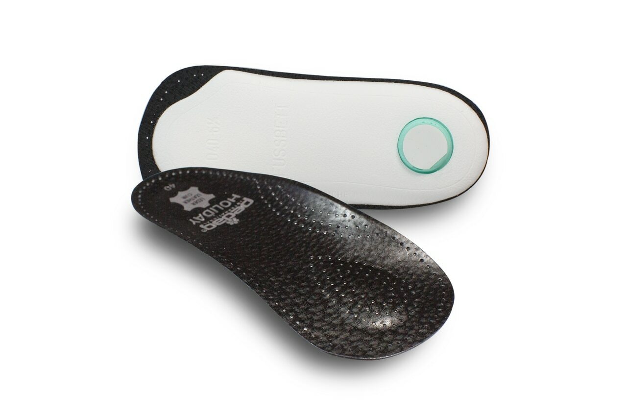 HOLIDAY BLACK 3/4 Leather Ultra Light, Thin, Semi-Rigid Orthotic with Metatarsal