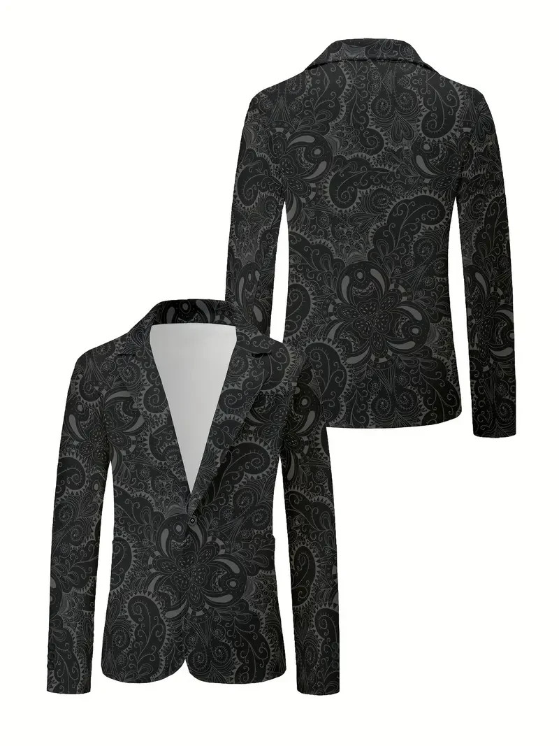 Men’s Two Button Slim Fit Blazer Jacket Nightclub Wear Wedding Printed Leisure