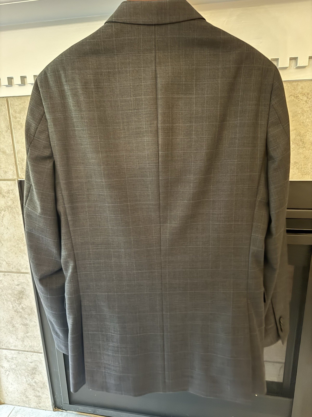 Tommy Hilfiger Men’s Dark Gray Check Slim Fit TH Flex Full Suit 40L / 32×32