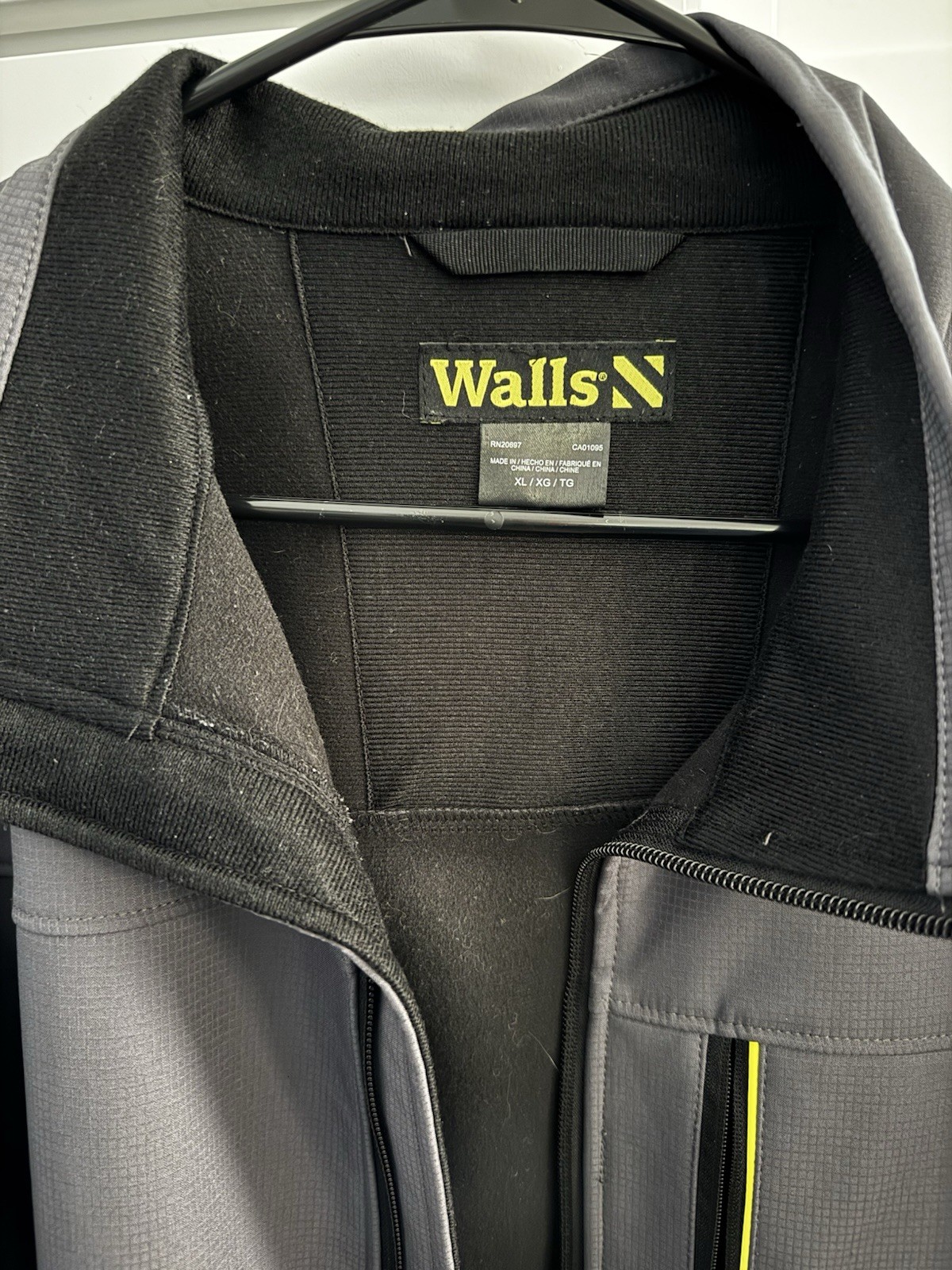 Walls Men’s Gray Stand-Up Collar Full Zip Polyester Jacket Workwear XL