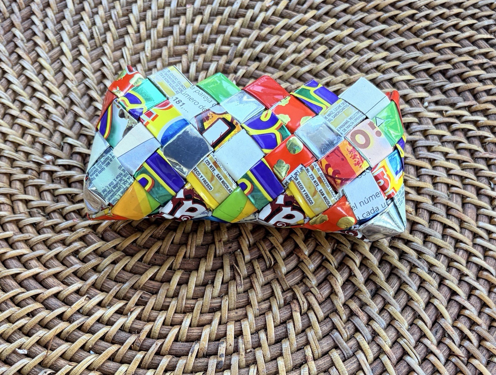Vintage Recycled Candy Wrapper Coin Purse Nahui Ollin Style
