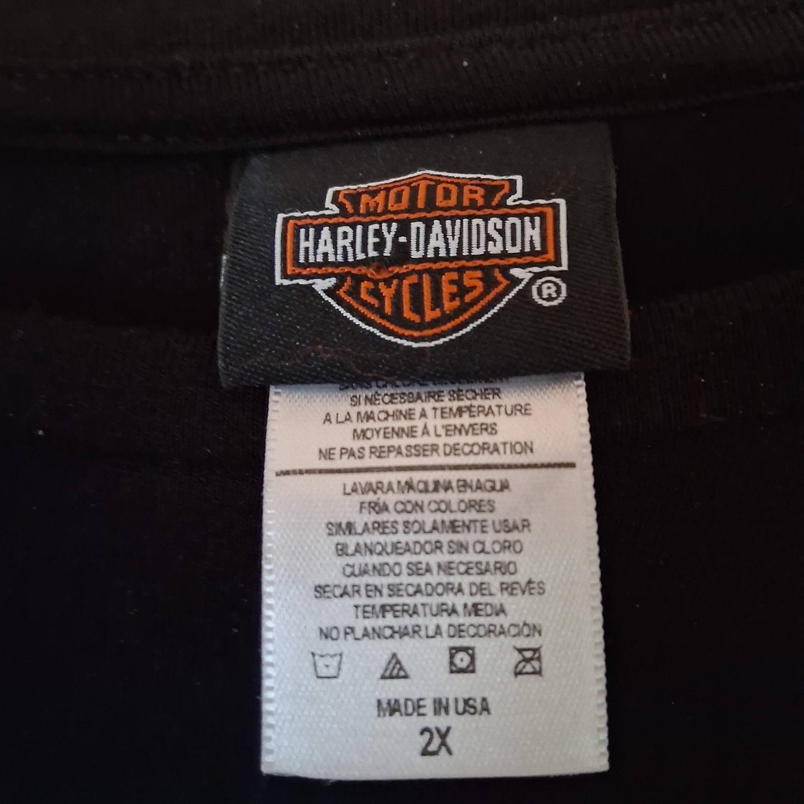 Harley-Davidson Stretch Shirt Womens 2XL Black Long Sleeve Studded Logo Made USA