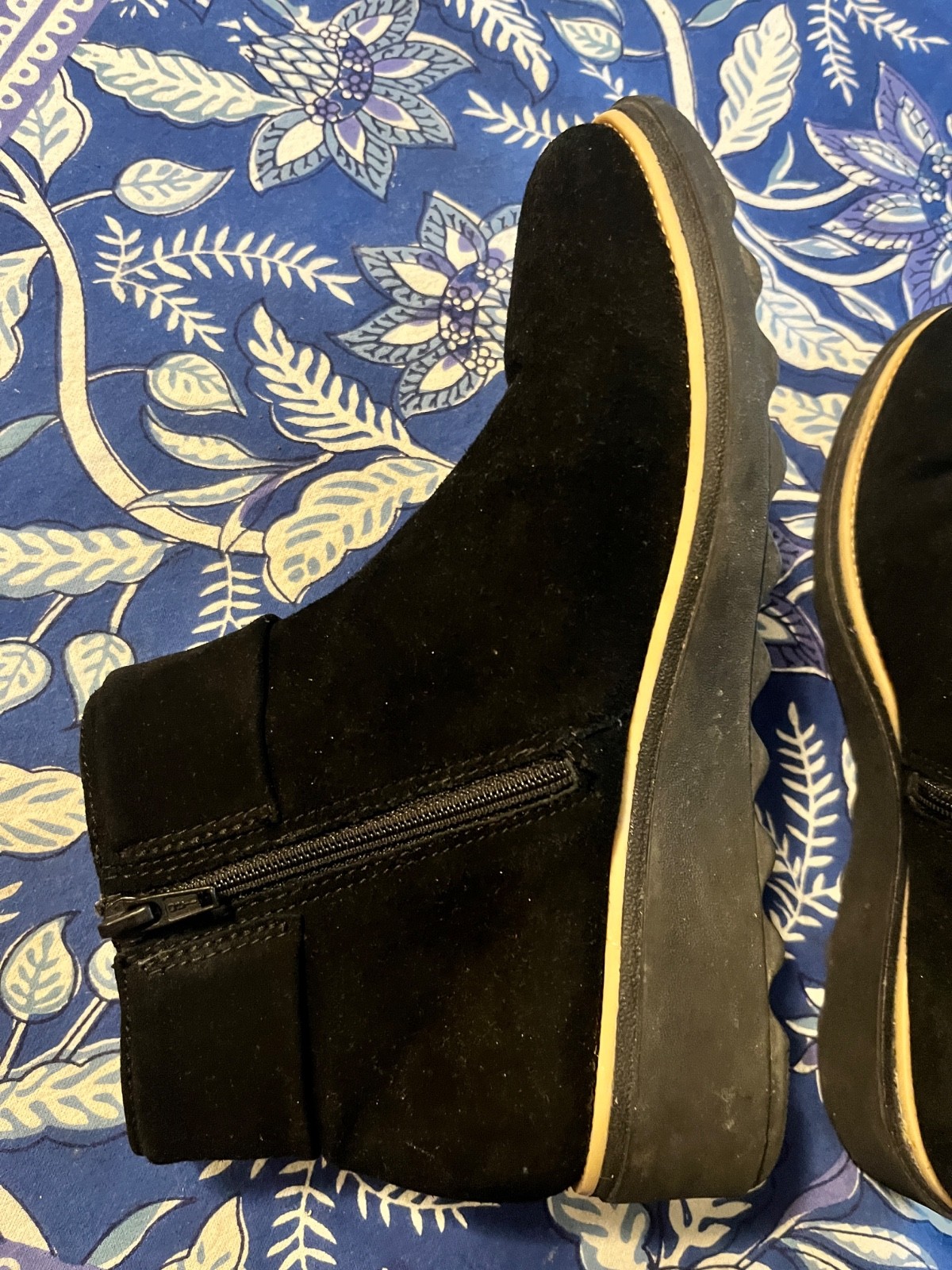 New black Clark s side zip suede short boots size 7.5. 6 inches