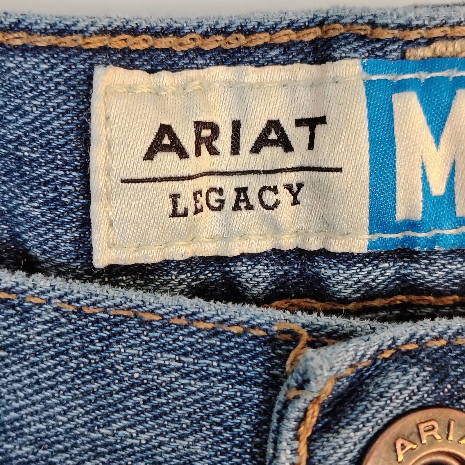 Ariat M2 Legacy Mens Relaxed Boot Cut Jeans 36×36 Blue Denim Stained Workwear