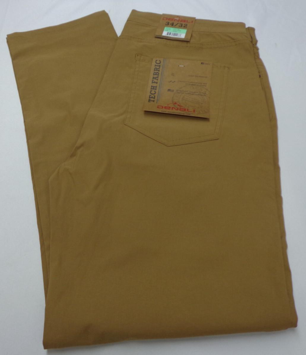 DENALI Moccasin Brown Tech Fabric Stretch Pants NWT 34/32 MSRP $54