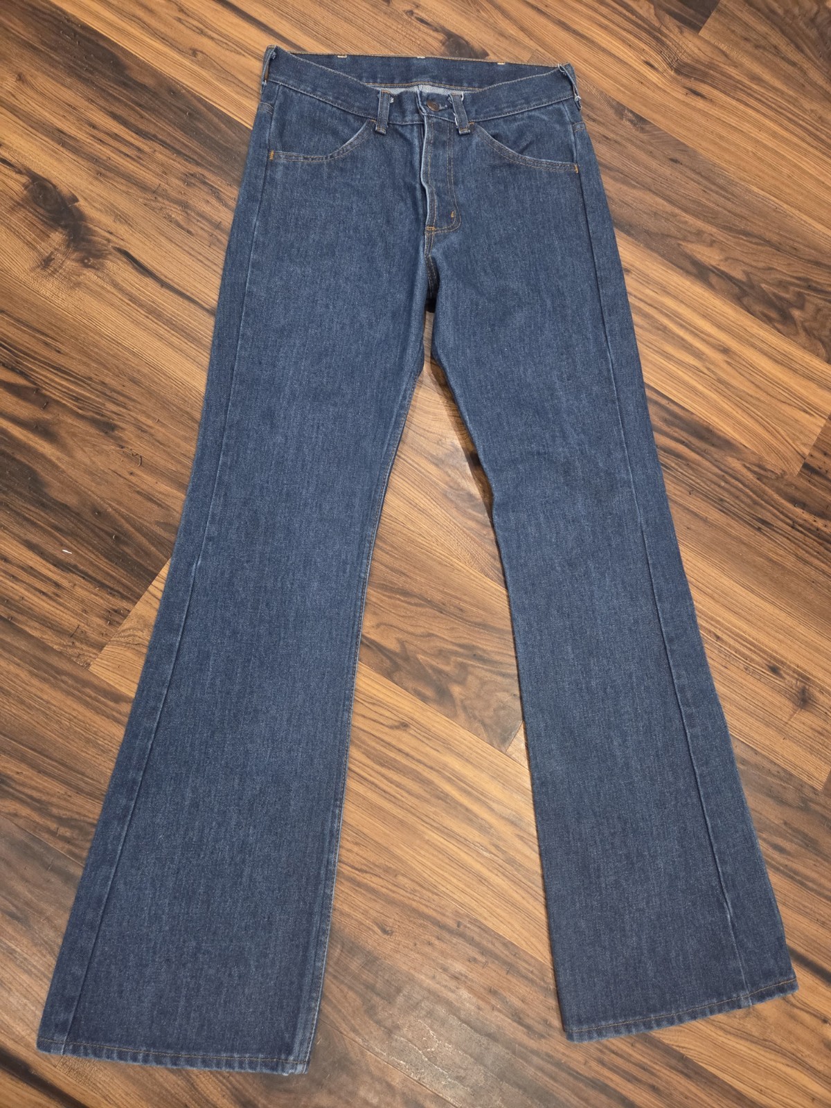 Vtg Sears Thumbs Up Bell Bottom Jeans 1970s Trim Fit Fits 28 Scovill Zip Unisex