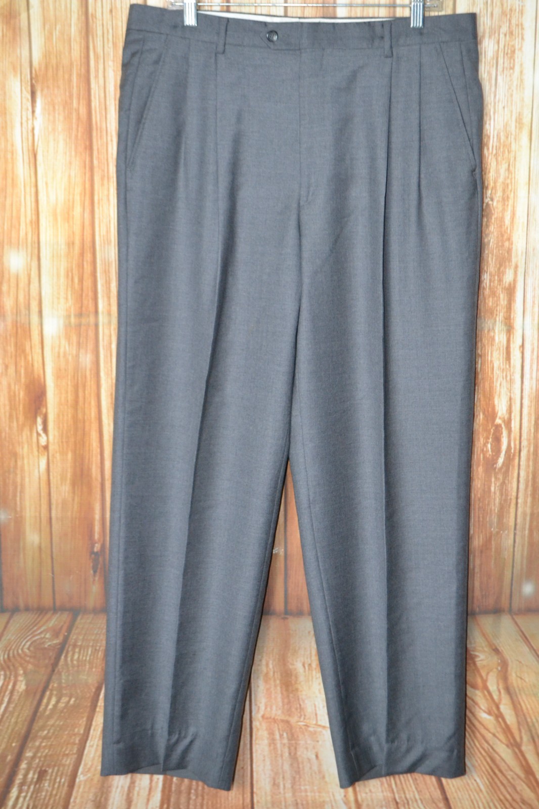 Pronto Uomo Men Angelico Super 100s Gray 3 Button Suit Sz 42R Wst 36×30