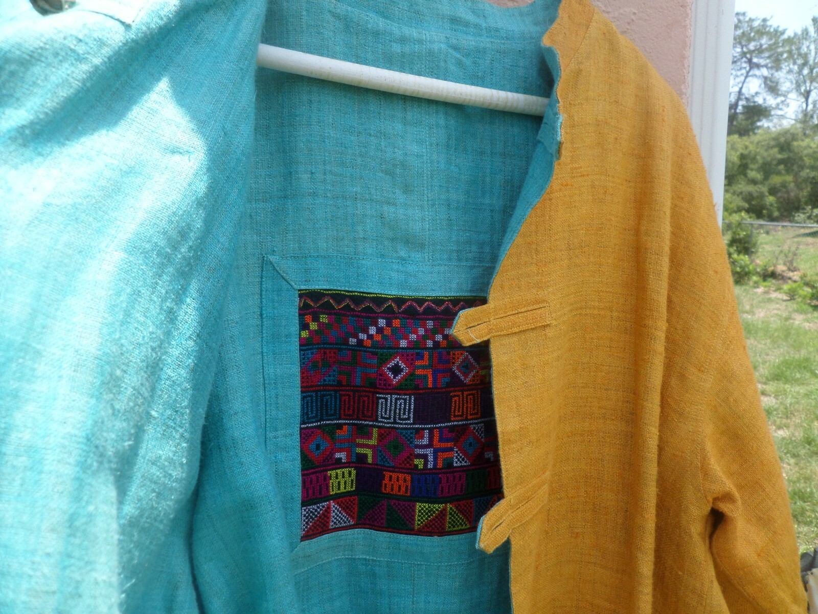 Vintage Hmong Embroidered reversible jacket buttons are Myanmar currency Rare