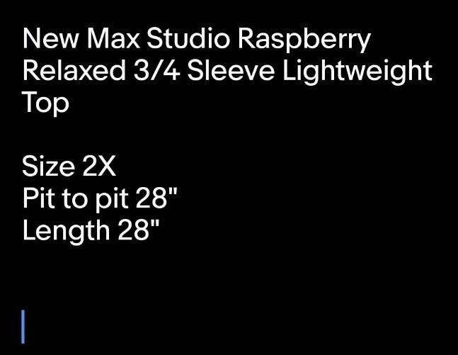 New Max Studio Raspberry Relaxed 3/4 Sleeve Lightweight Top Sz 2X