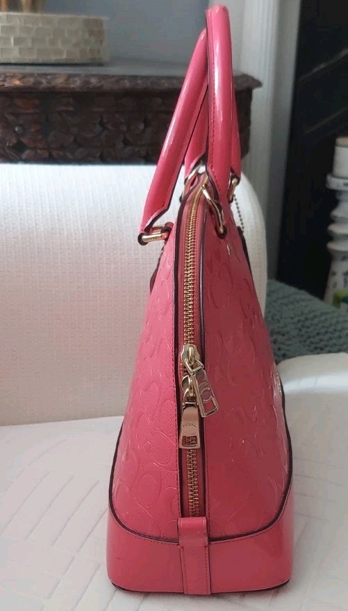 Coach Large Sierra Satchel Embossed Patent Leather in Hot Pink