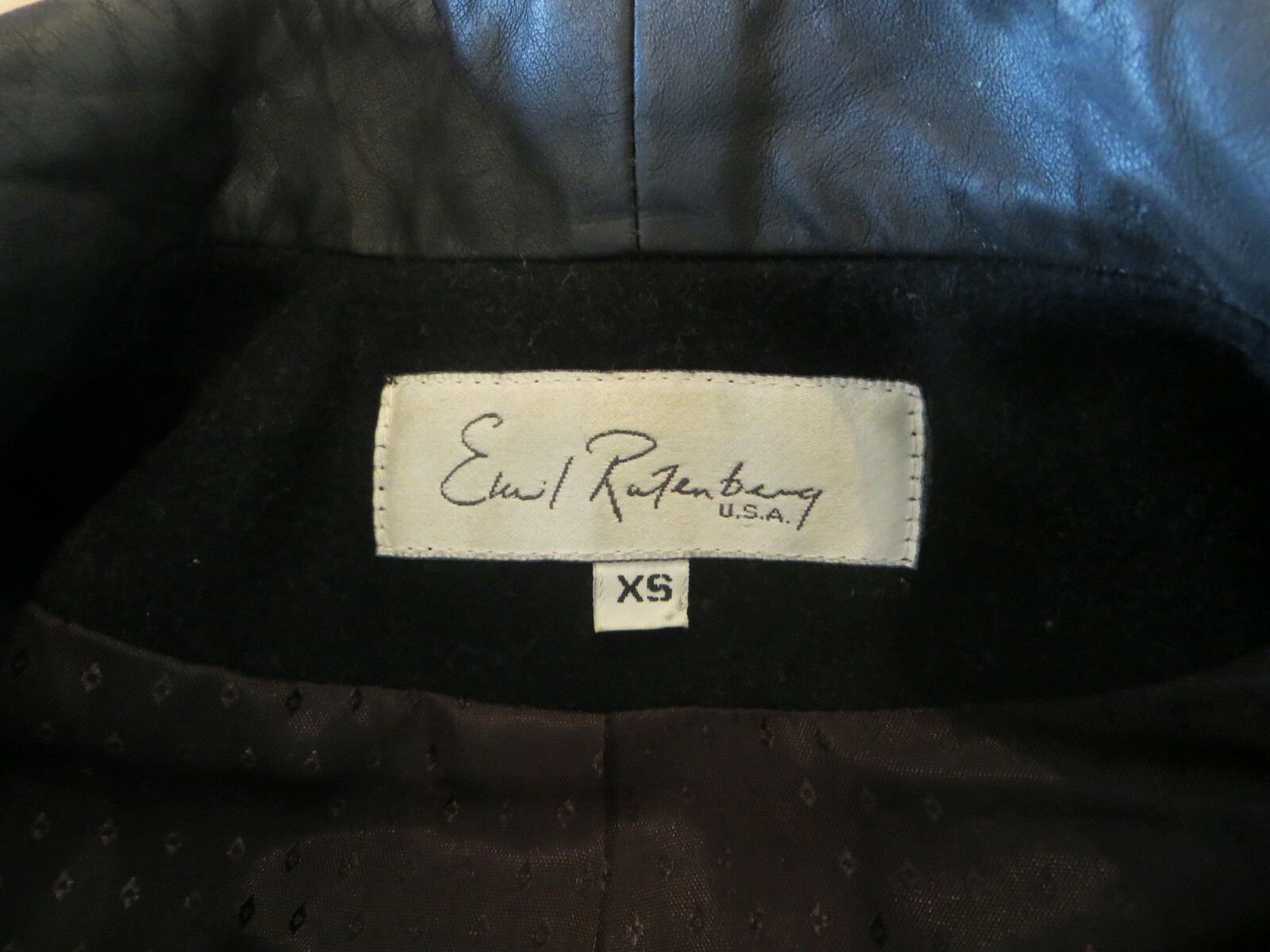 Emil Rutenberg Size XS Black Leather Bolero Jacket Blazer Wood Short (C-002)