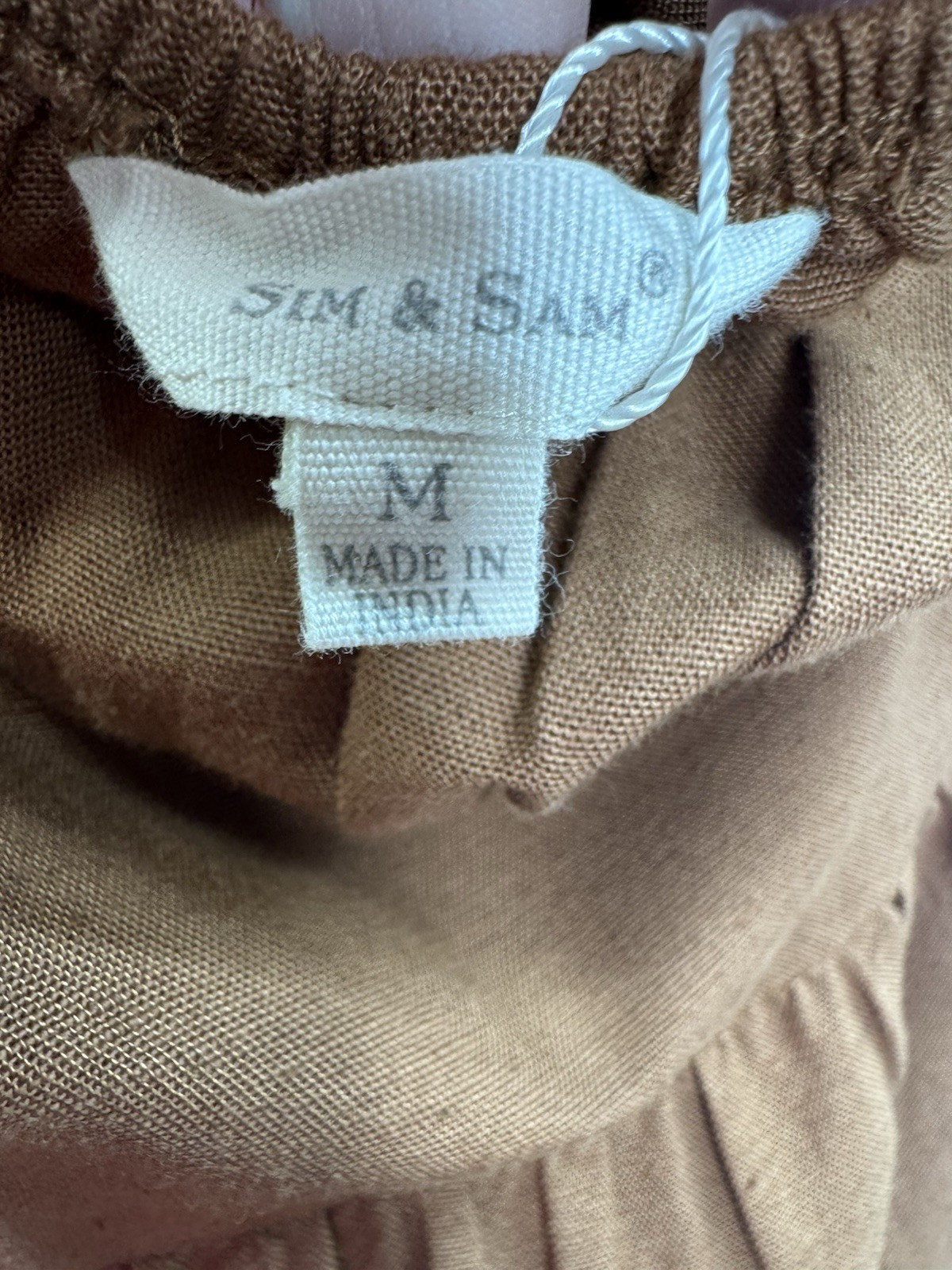 Sim & Sam NWT Tiered Linen Blend Maxi Dress Open Back With Ties Beach Earthy M