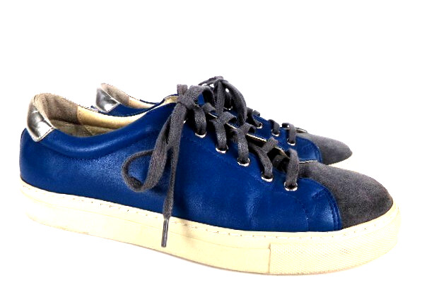 Epaulet Blue & Silver Leather Tennis Trainer Low Sneakers US Women’s 10 RARE !!