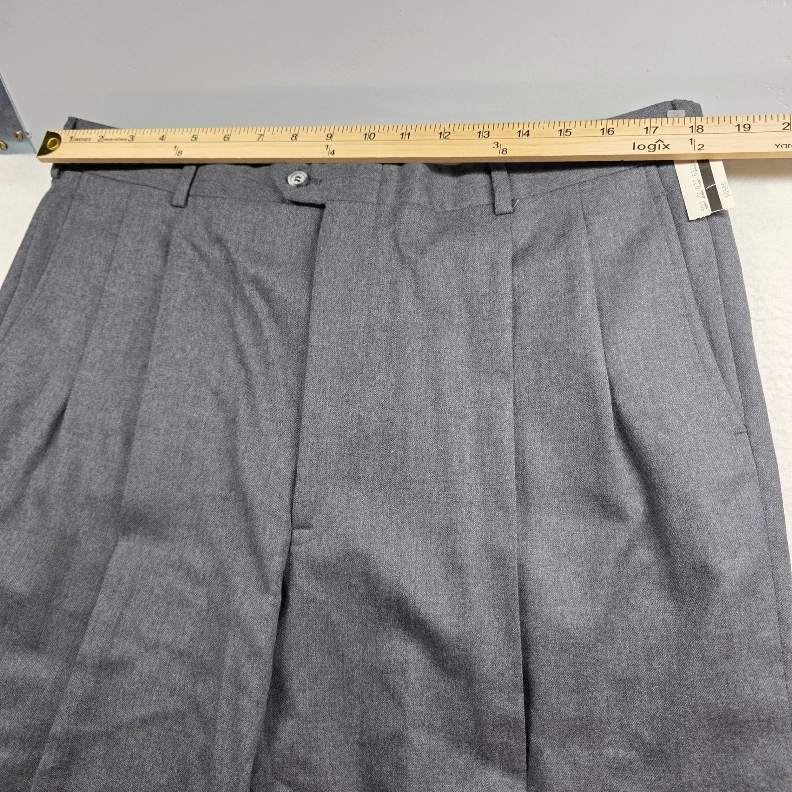 Savile Row Dress Pants Mens 38 Gray Pleated 100% Worsted Wool Made in USA Devon