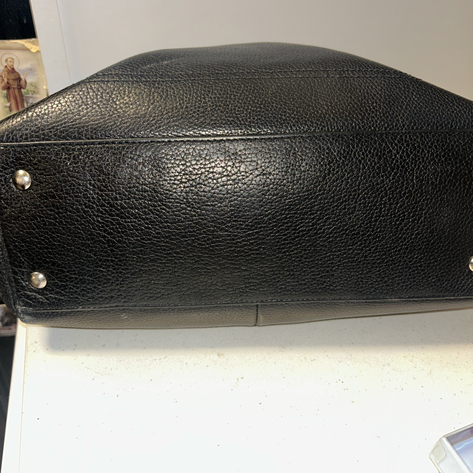Coach F16531 Penelope Black Pebbled Leather Silver Detail Satchel Handbag