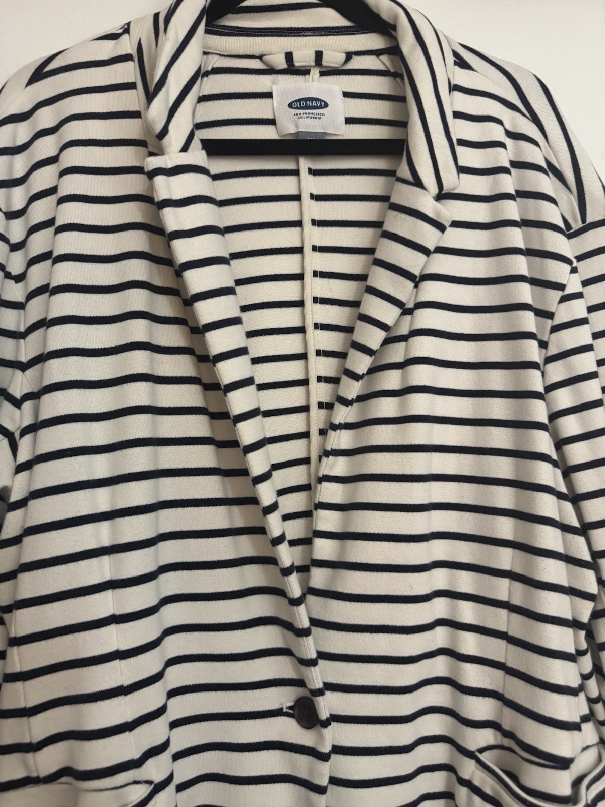 Old Navy Plus XXL Coastal Striped Cotton Jersey Knit Blazer Navy Classic Jacket