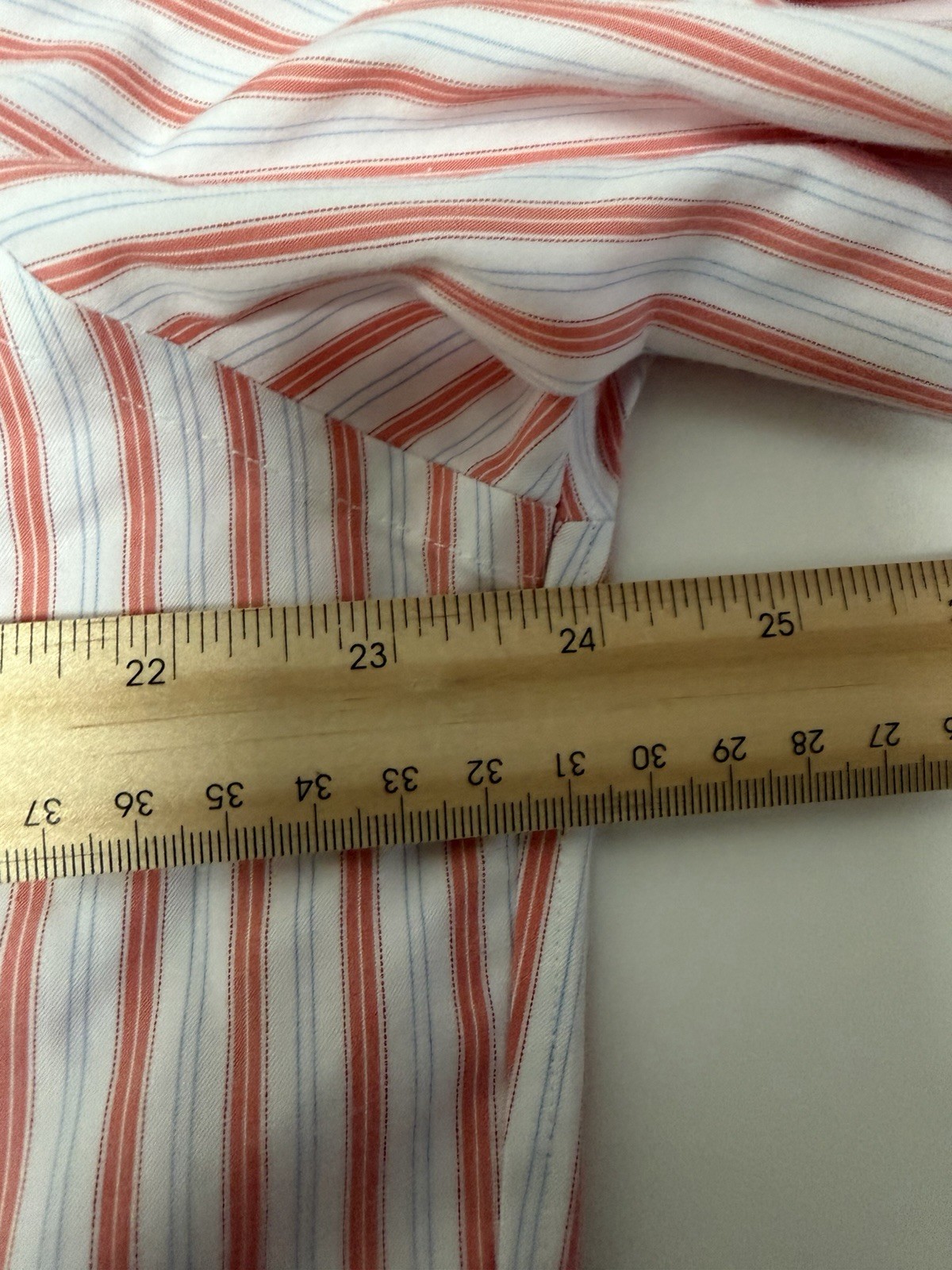 Men’s Brooks Brothers 16.5/34 Dress Long Sleeve Striped Coral Pink White Blue