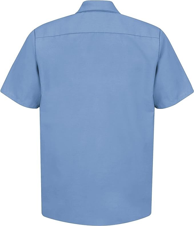 Red Kap Men’s Industrial Work Shirt, Regular Fit, Short Sleeve, Light Blue