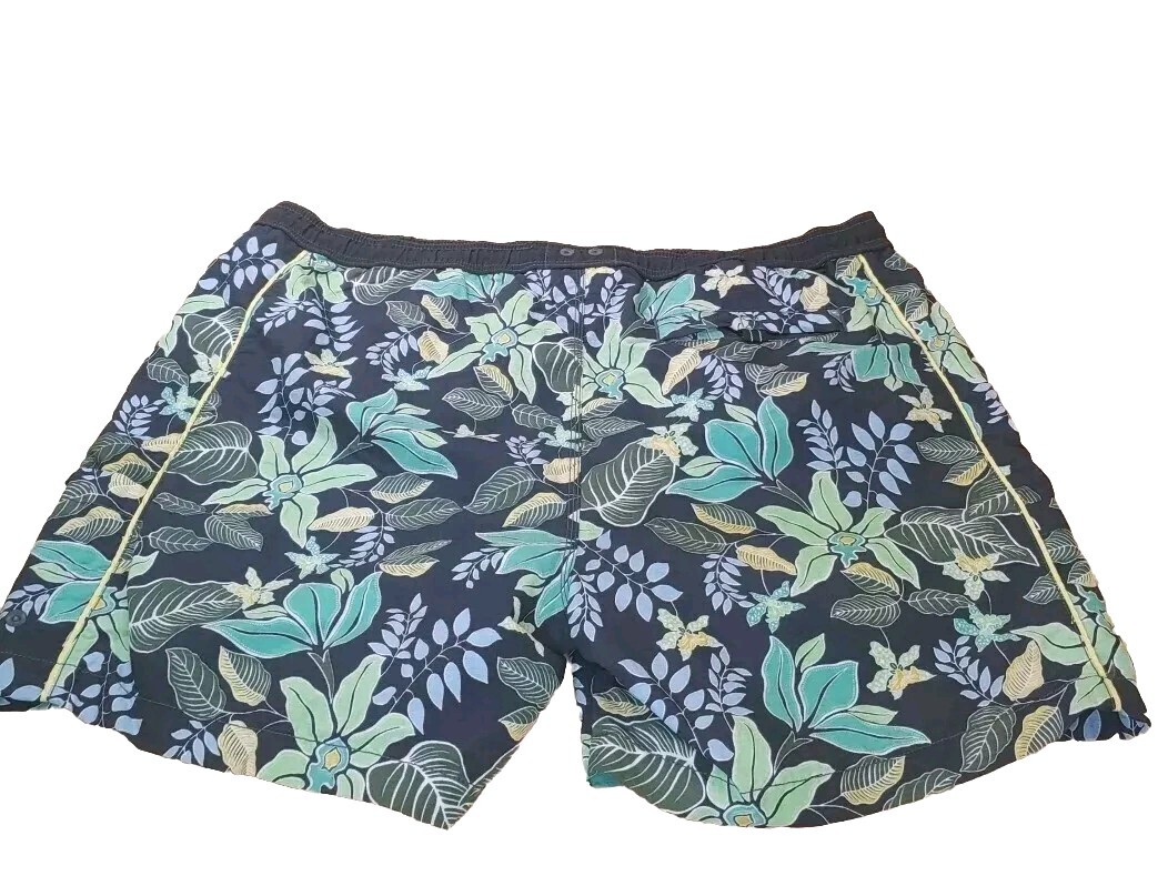 Tommy Bahama Relax Swim Trucks Men XL Hawaiian Tropical Pool Beach Black Floral