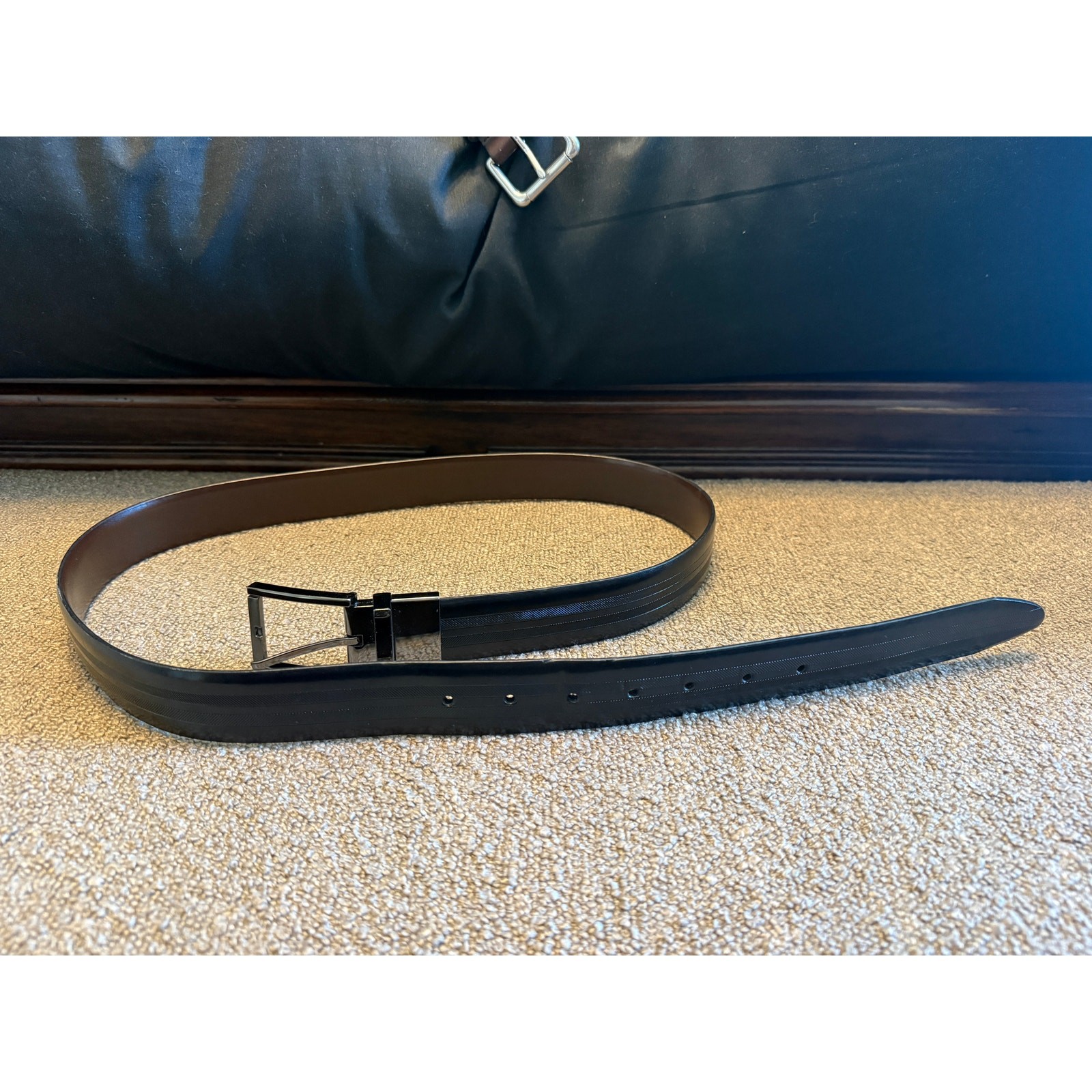 BMHJ Black Brown Reversible Textured Dress Belt Men’s Size 40/100