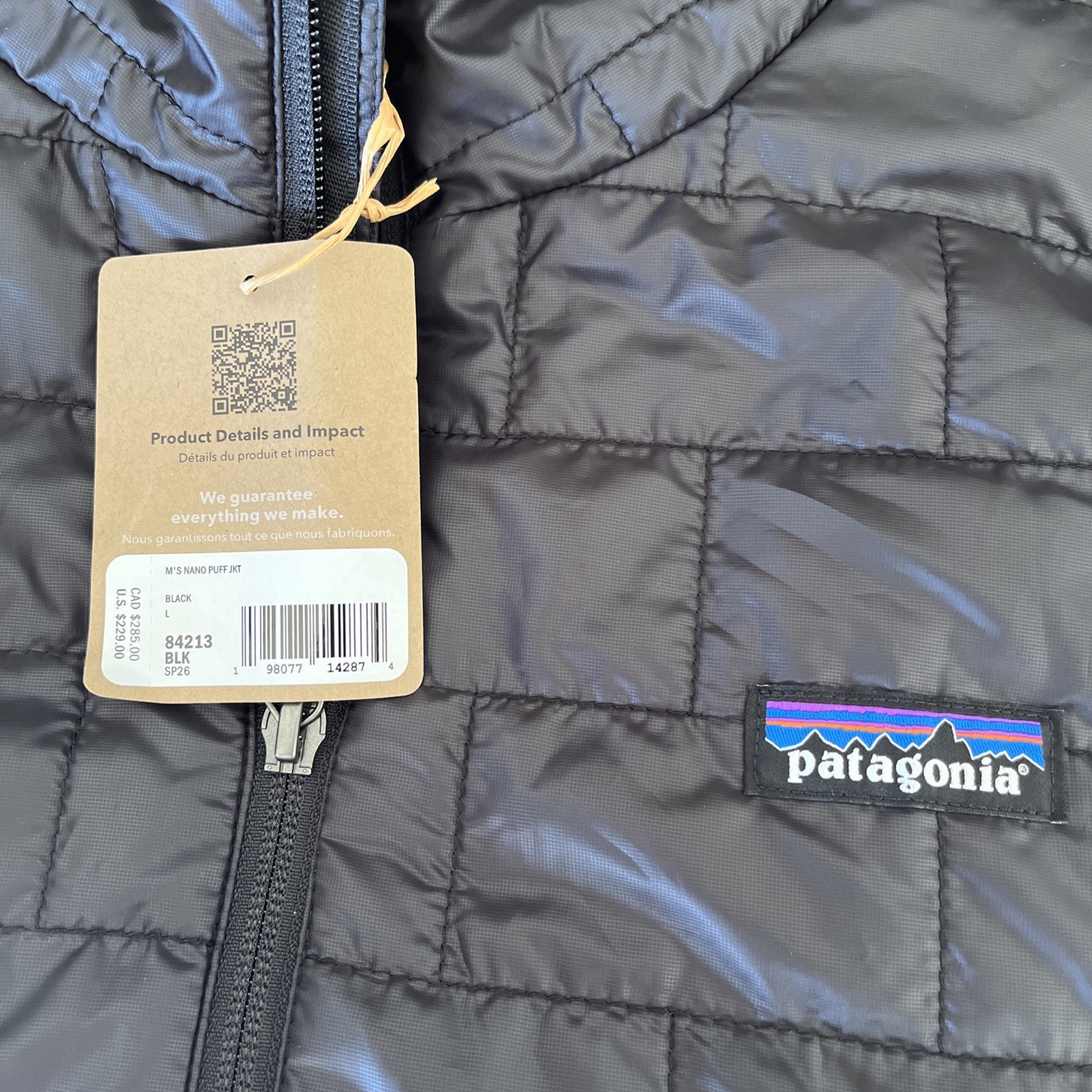 Patagonia Jacket Men’s Large Black Nano Puff Insulated Jacket 84213 SP26 – NWT