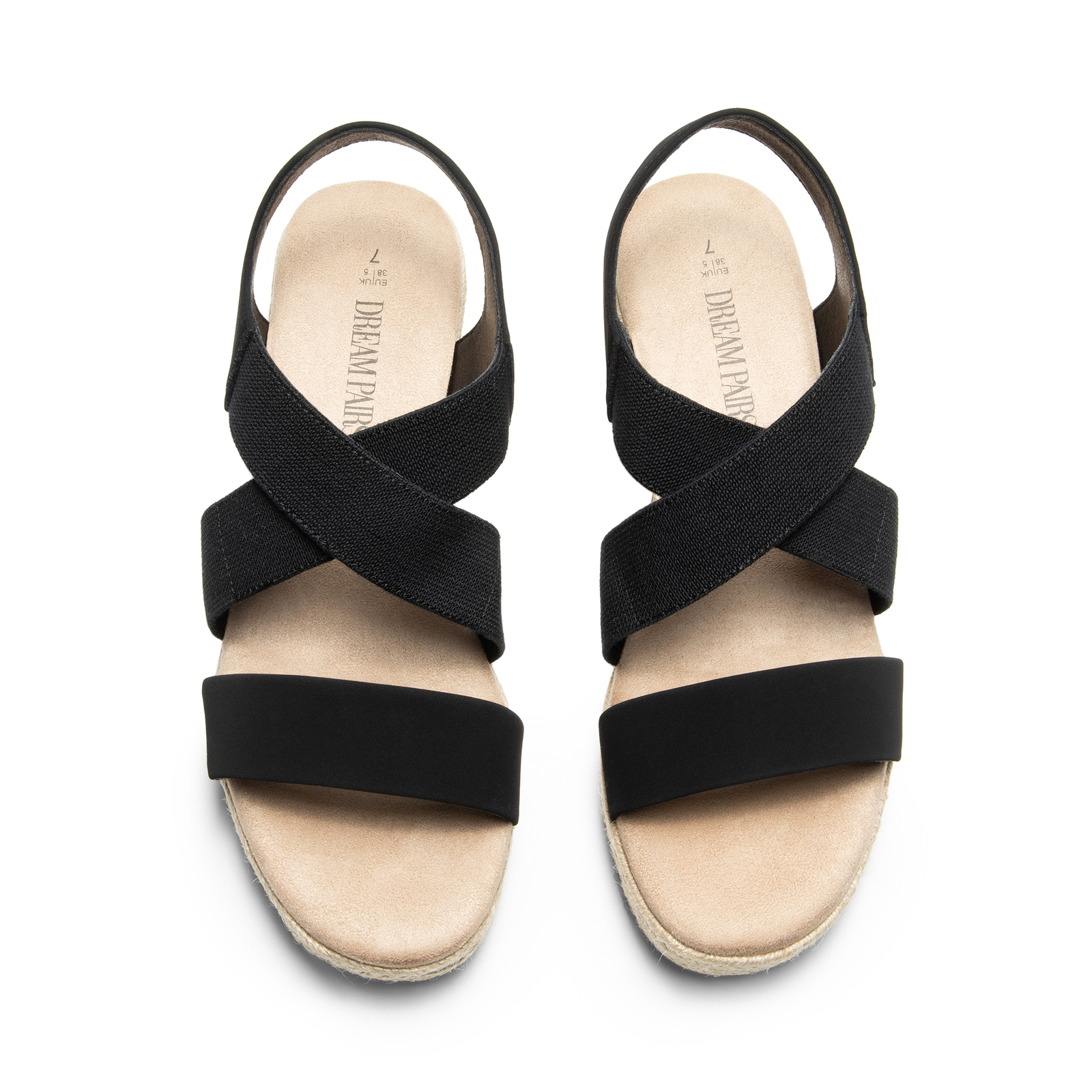 Women Platform Espadrilles Wedge Sandals Elastic Ankle Strap Open Toe Sandals