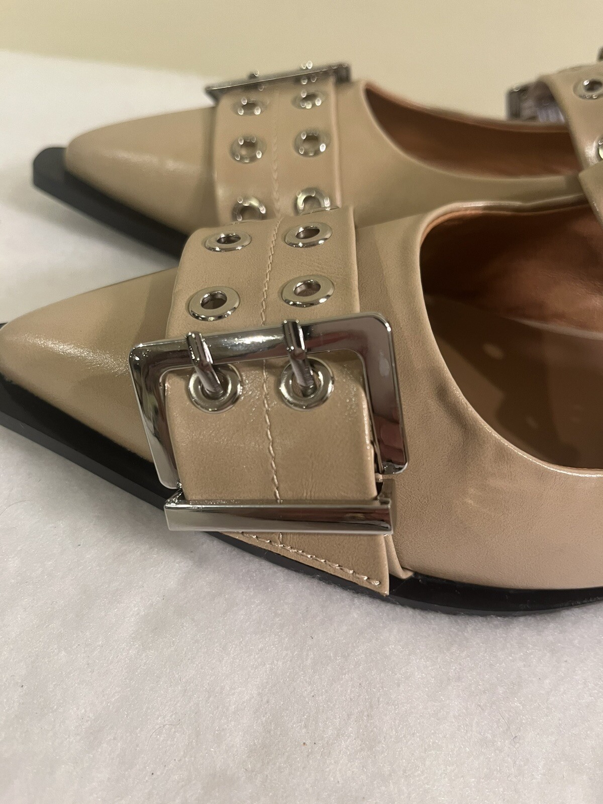 New Ladies Flats Slingback Pointed Toe Casual Daily Dress Sandals Shoes 7.5 Tan