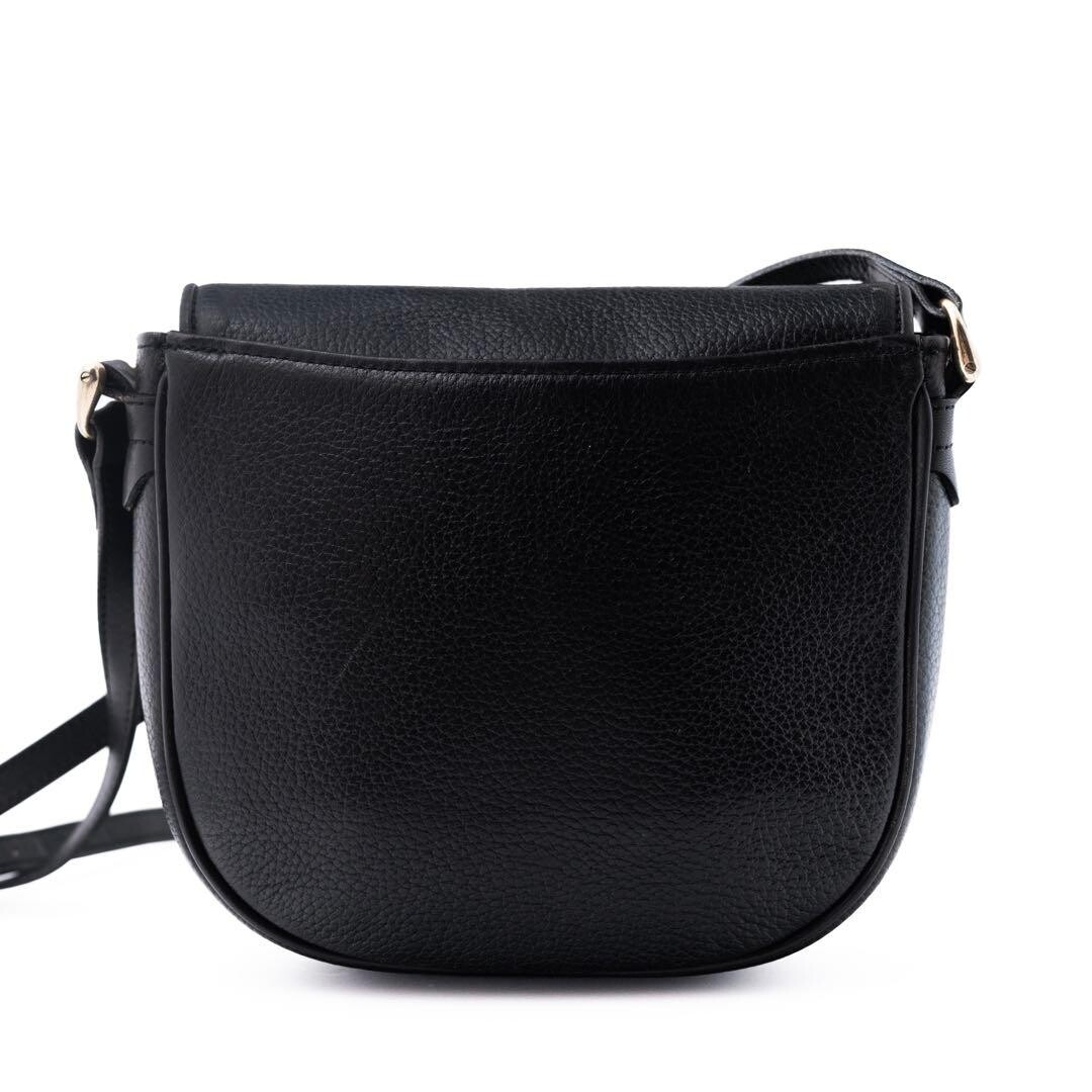 Burberry Vintage Black Leather Shoulder Bag Gold Hardware Women 20cm 19.5cm