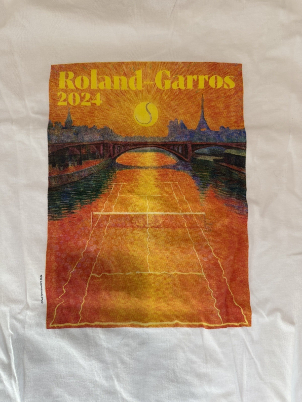 NEW! Roland Garros 2024 Official Poster T-Shirt (White L) (Fits Like USA Medium)