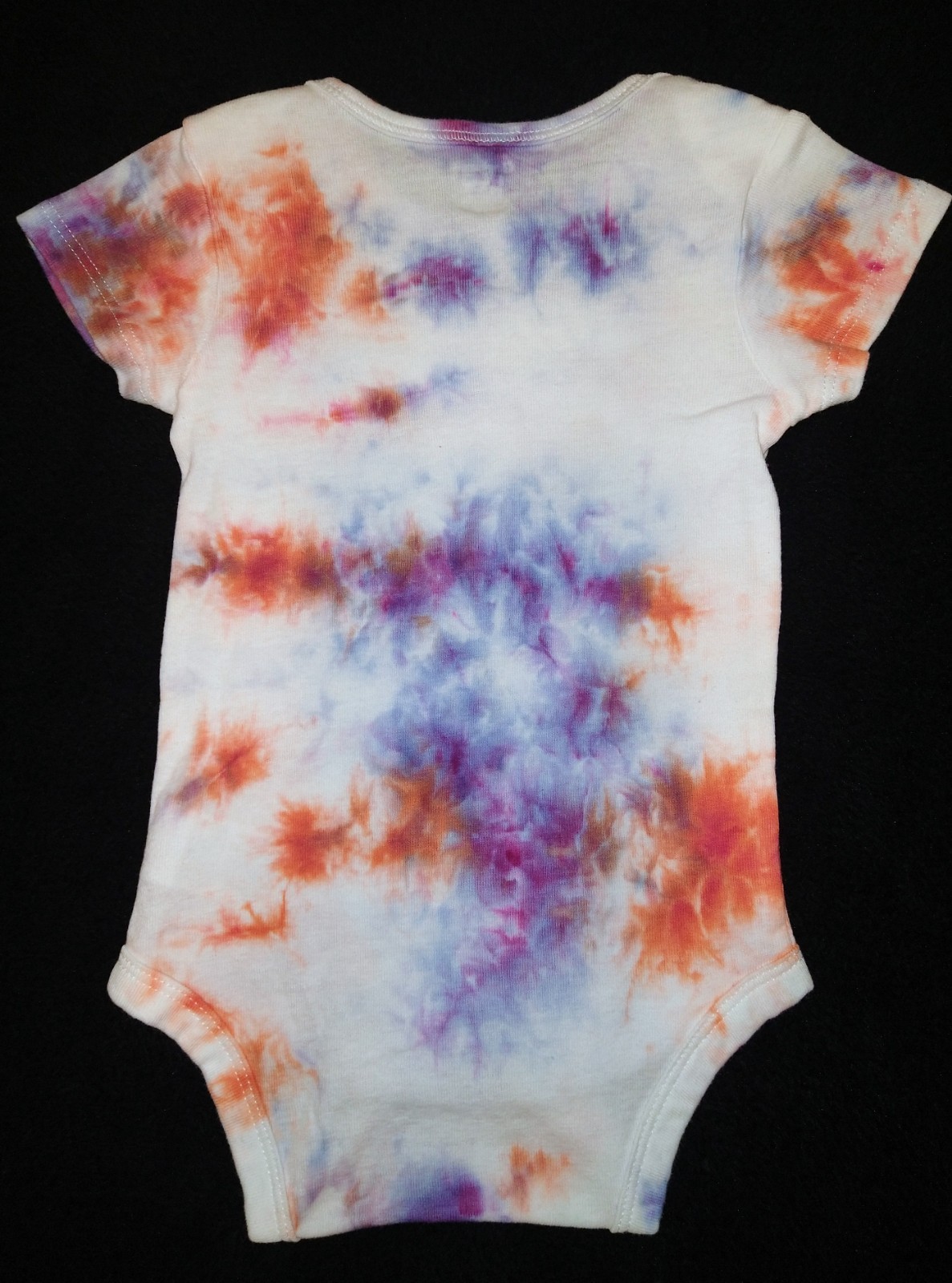 Purple, Orange, White & Blue Ice Dye Tie Dye Baby Onesie ~ Sz 6-9 M