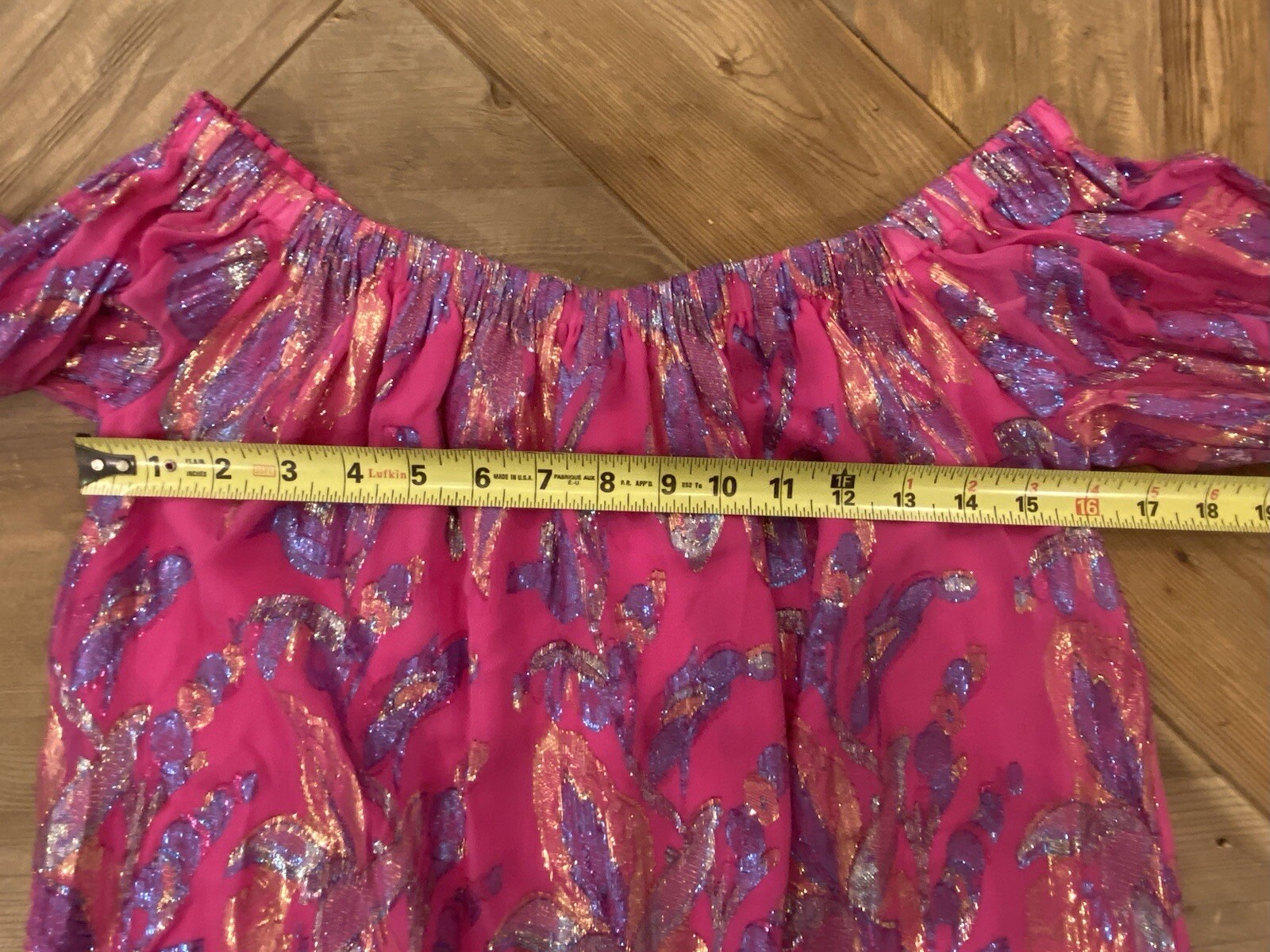 Lilly Pulitzer Emilee Off-the-Shoulder Acai Berry Rainbow Floral Silk Top $188