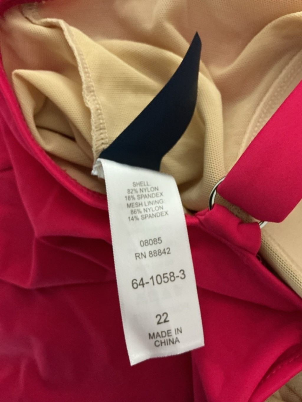 Swimsuits For All Pink Tankini Top Size 22 Adjustable Straps Built-In Bra