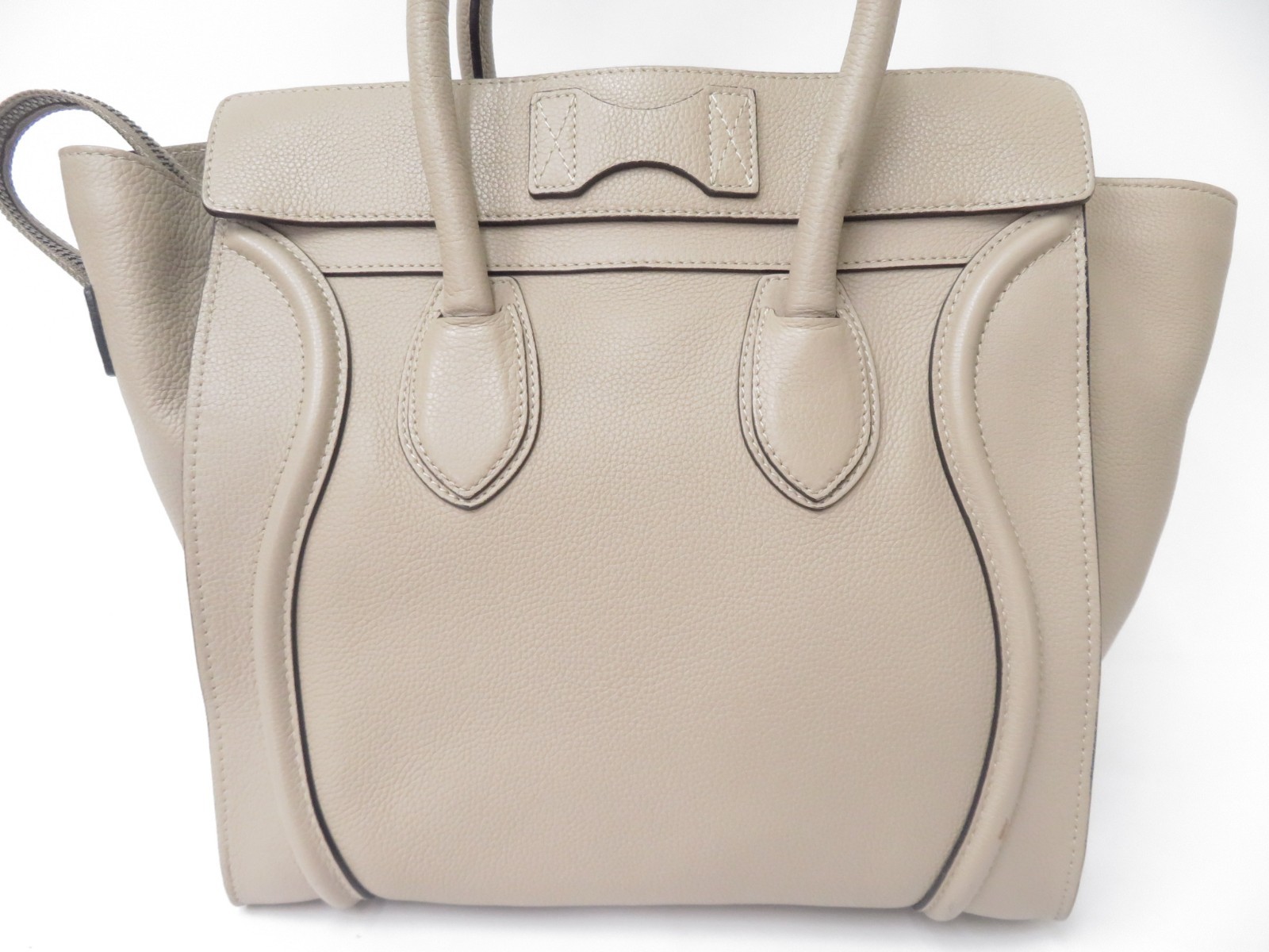 Authentic CELINE Luggage Medium Shopper Leather Hand Bag I#48952