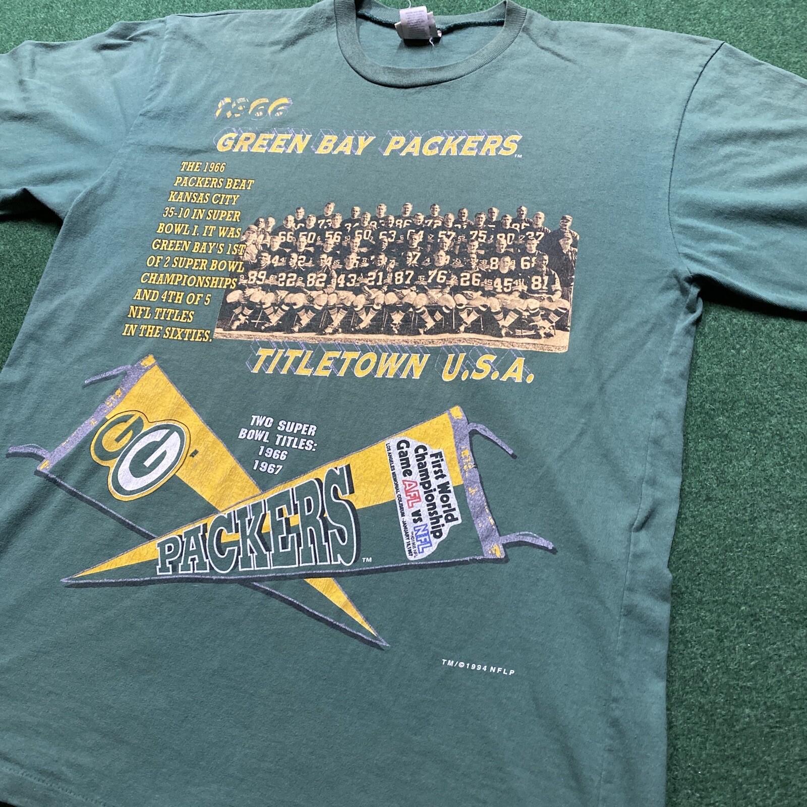 Vintage Packers Shirt Mens XL Green Bay 90S NFL Football All Over Print Tee 1994