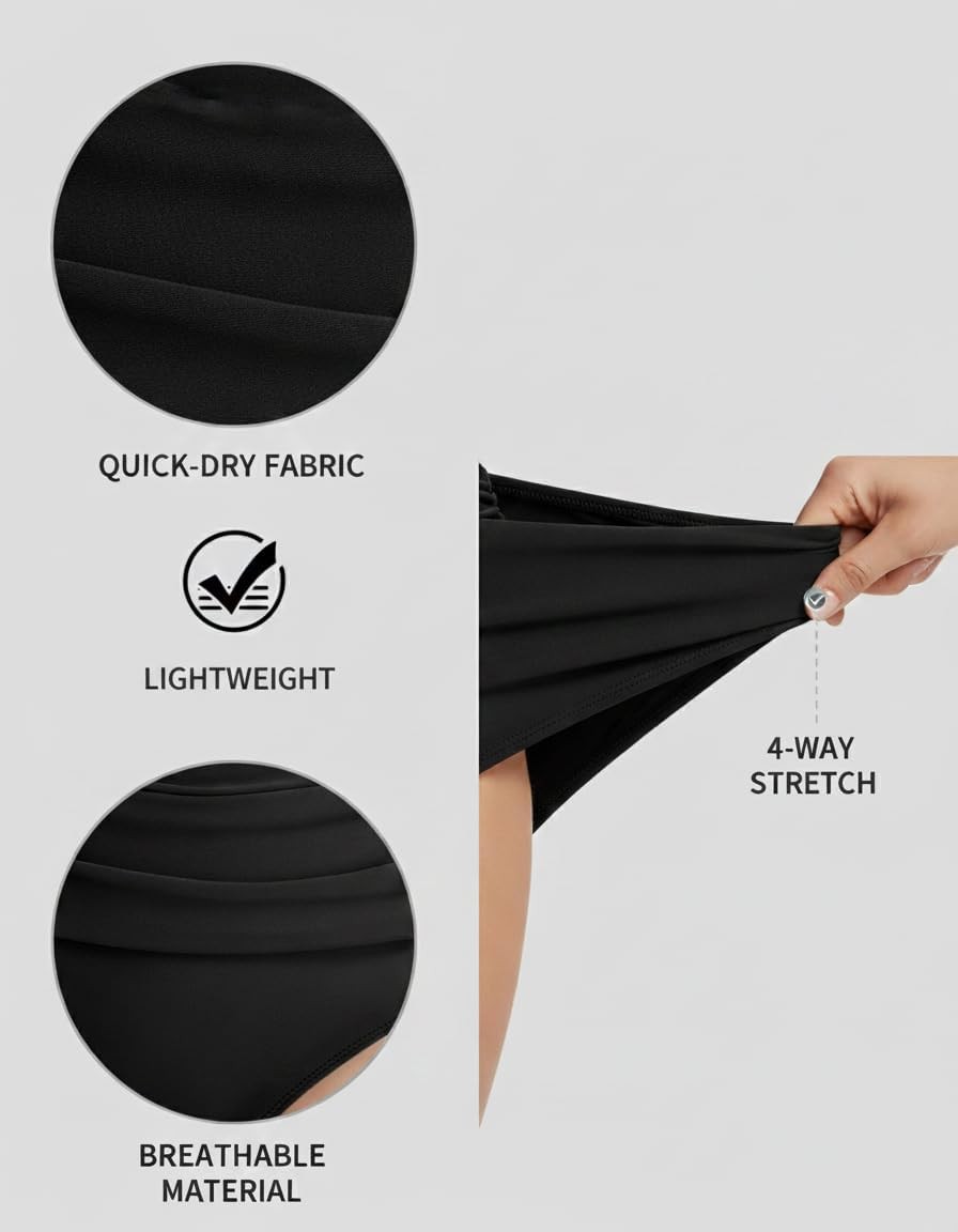 Sexy High Waisted Bikini Bottom Tummy Control Ruched Bathing Suit Swimwear