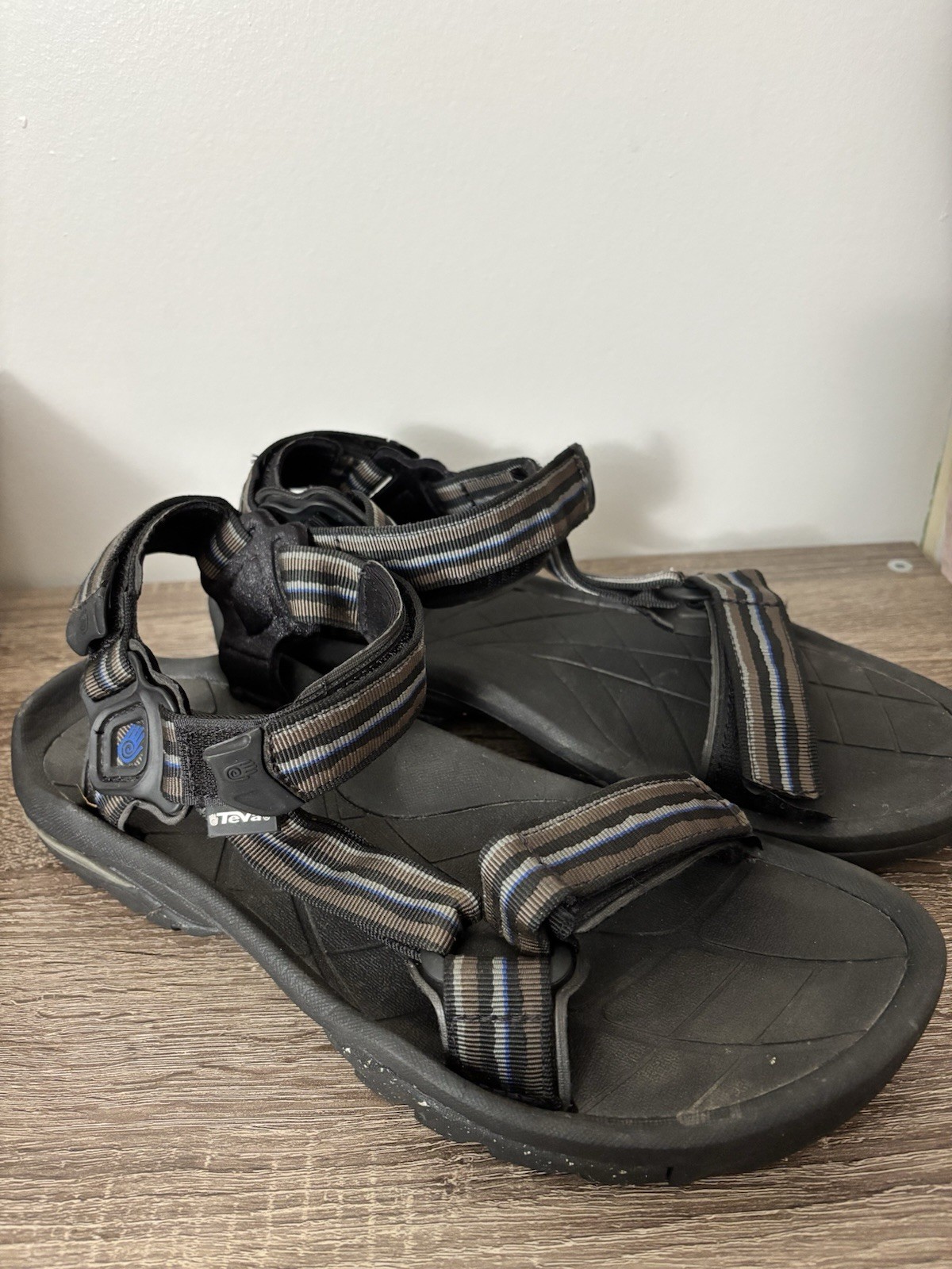 Teva Terra Fi 3 Men’s Sport Sandals Black/Blue/Gray Hook & Loop US 11