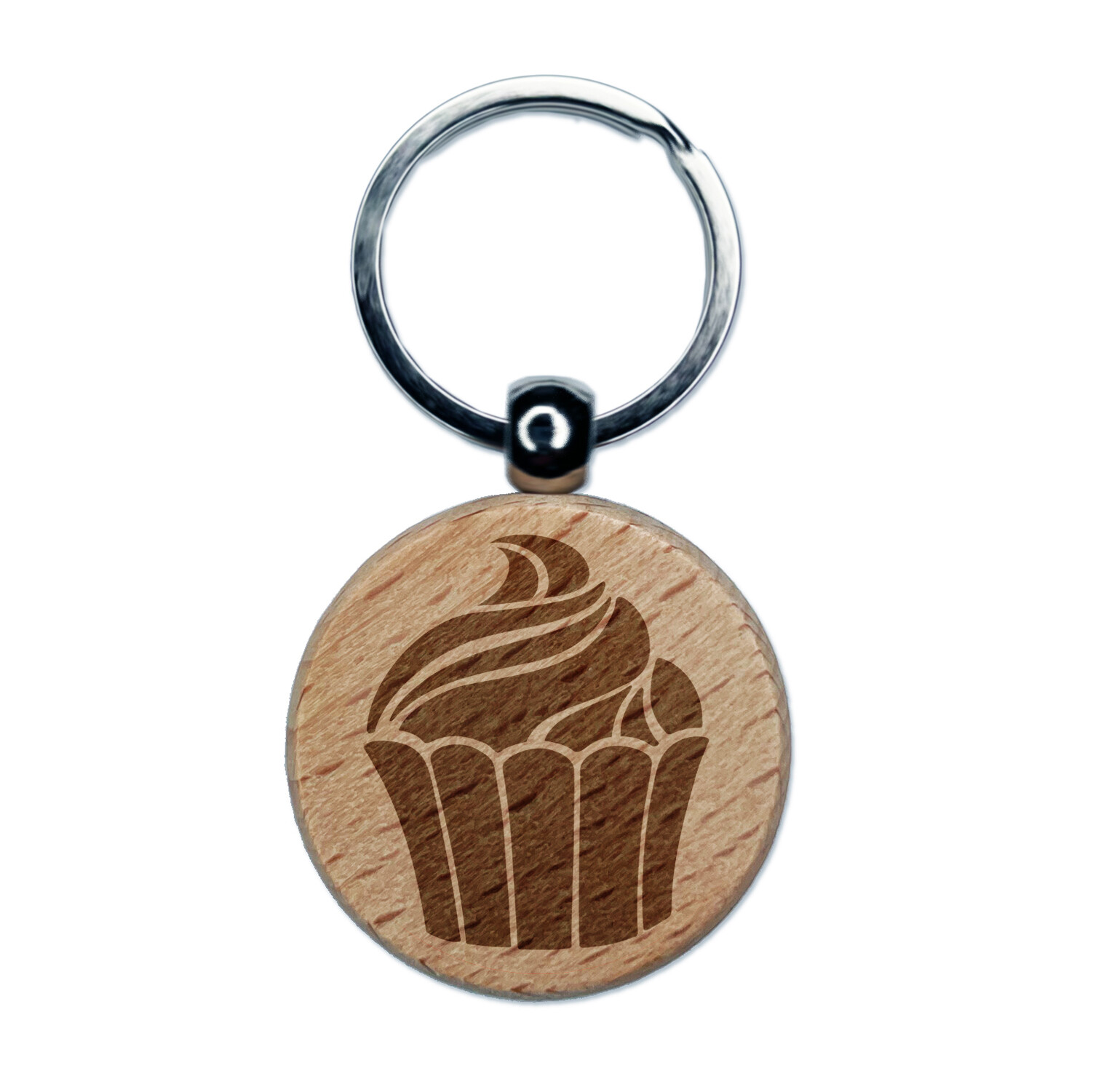 Yummy Sweet Cupcake Birthday Anniversary Celebration Engraved Wood Keychain