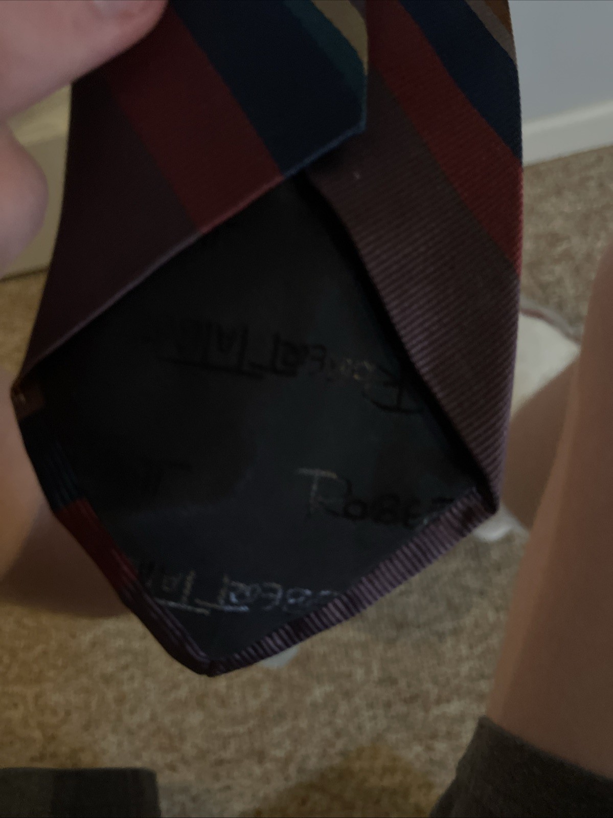 Vtg. Robert Talbott/Jack Henry Red Blue Classic Stripe 100% Silk Tie