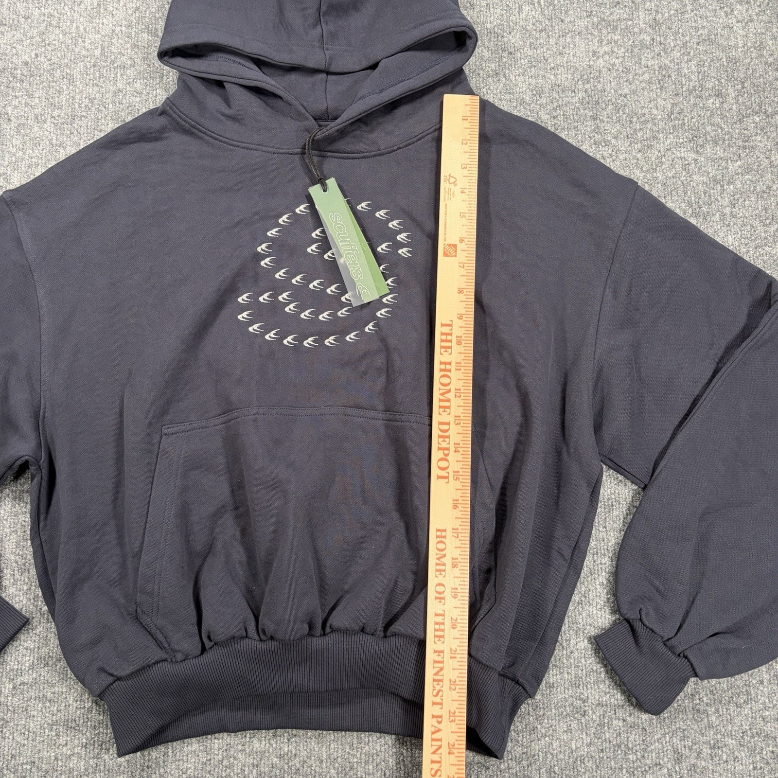 Scuffers Medium Navy Blue Cotton Pullover Hoodie Graphic Print Kangaroo Pocket