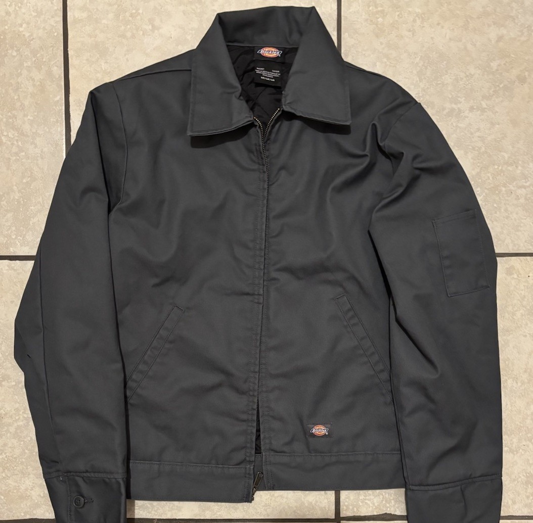 Dickies Men’s Black Zip Front Workwear Jacket MR Short Regular Fit Collared