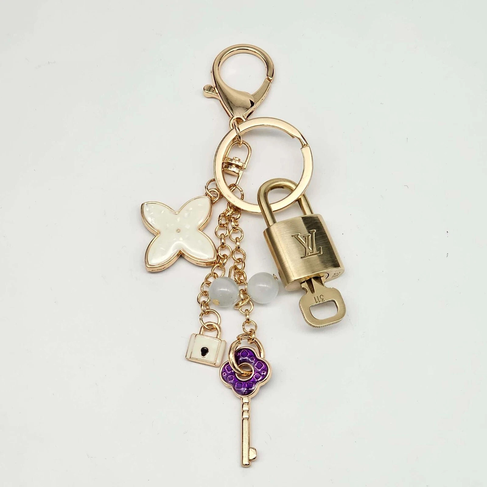 Louis Vuitton Authentic Gold Padlock 🔑 Key + Stylish Unbranded Bag Charm