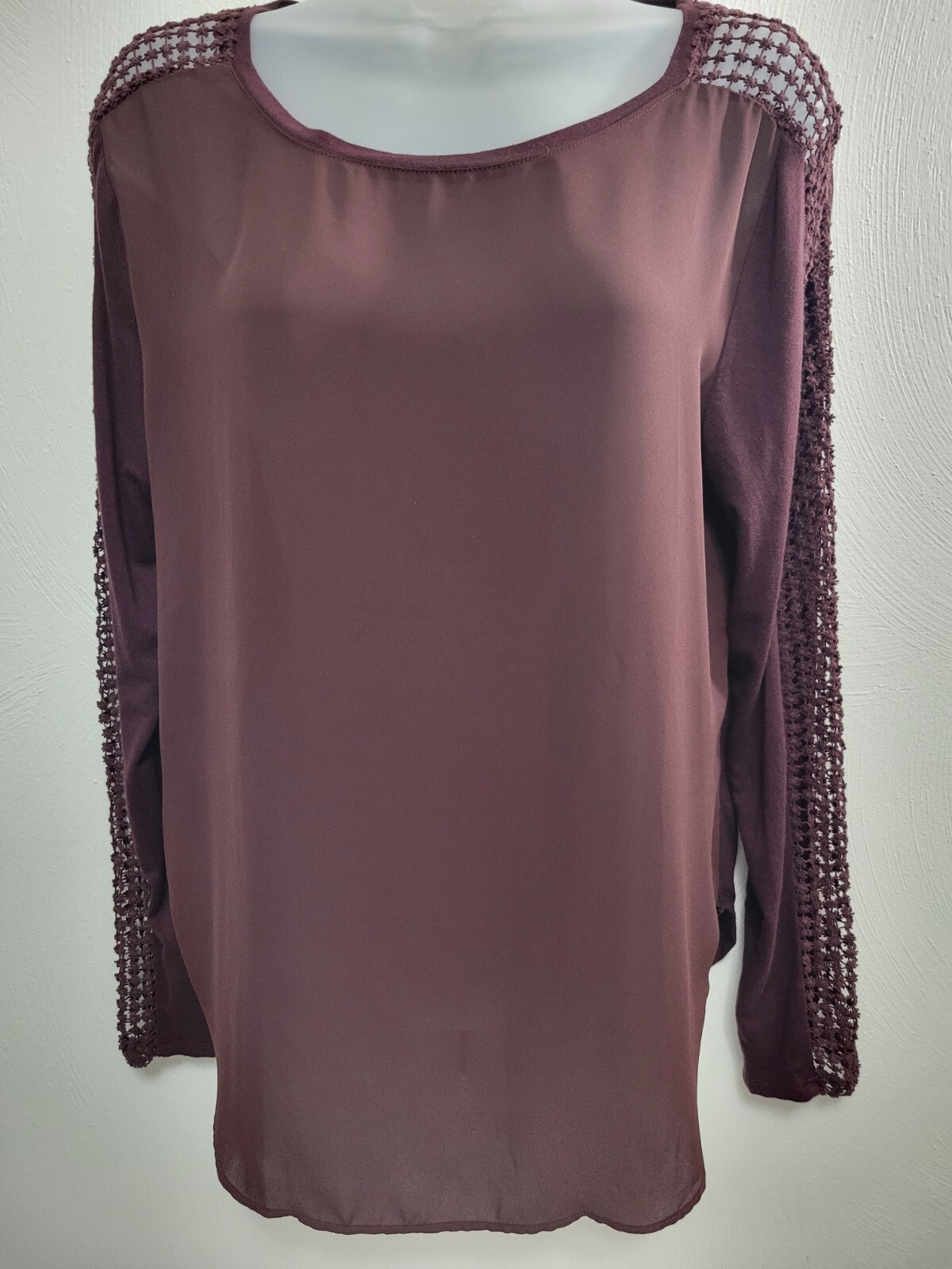 Loft Outlet Medium Long Sleeve Peekaboo Sleeves Burgundy Comfort Wear