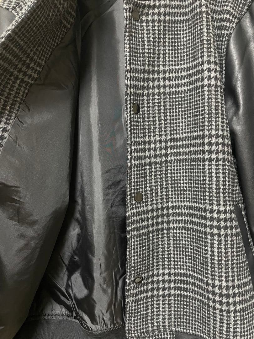L Size Stadium Jacket Halham Men’S Blouson Black Check