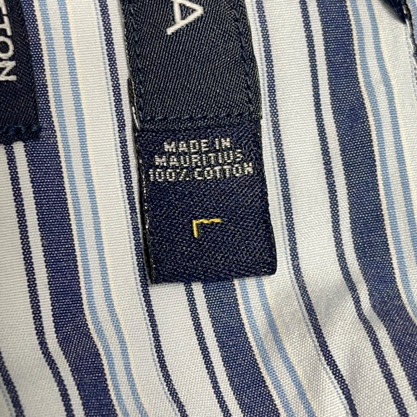 Nautica Shirt Mens Large Blue Stripe Button Up Dress Two Ply Cotton Preppy
