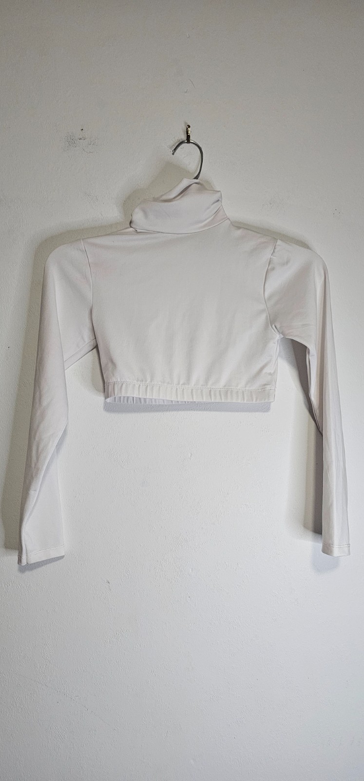 Cheerleading.com CC Dancewear Kids White Mock Neck Crop Top Back Zip SZ YL