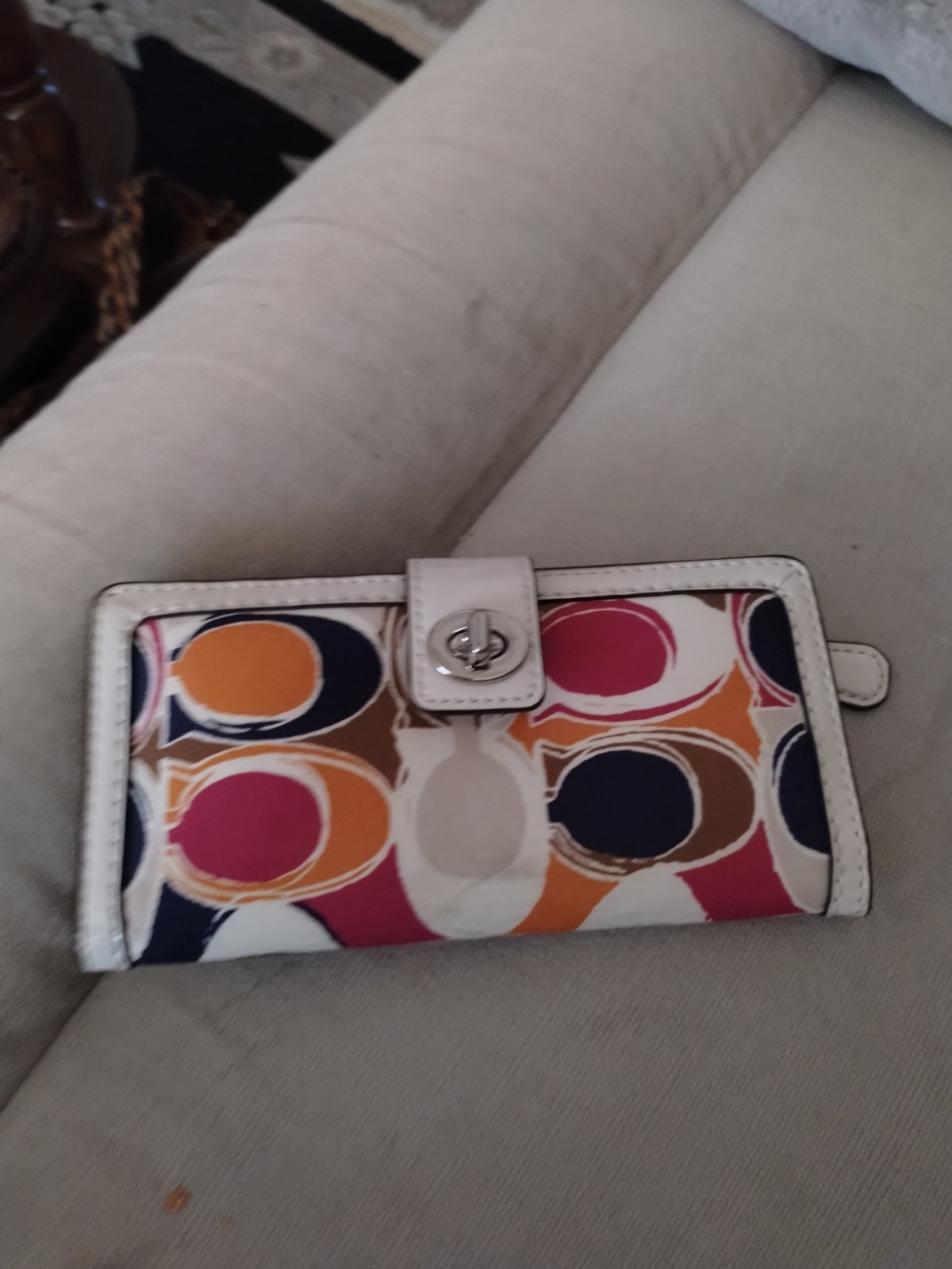 Coach Signature Multicolored Sateen Wallet Sz 3.5 By 6.75