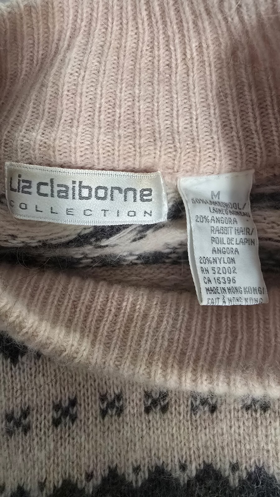 Vintage Liz Claiborne Sweater Sz Medium Preppy Lambswool Angora Striped Mom 90s