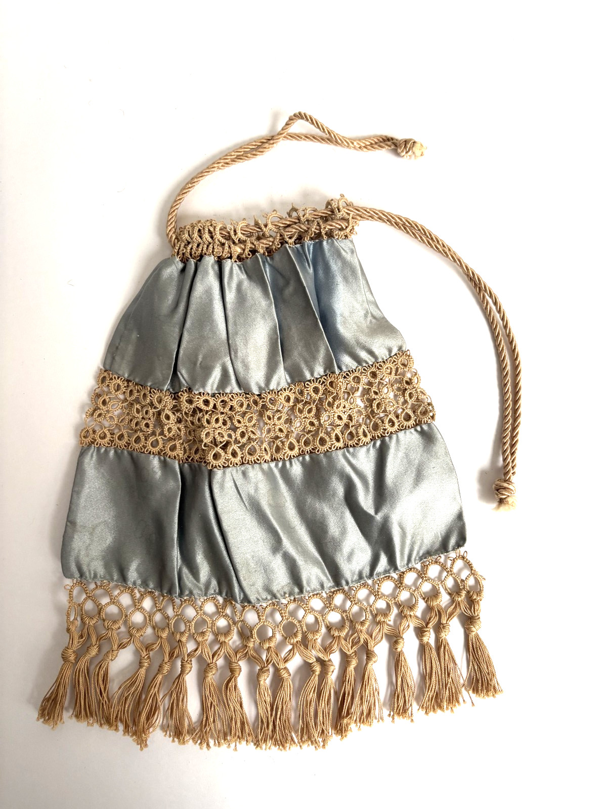 3 Styles of Handmade Victorian Crocheted/Tatted/Knotted Drawstring Reticule Bags